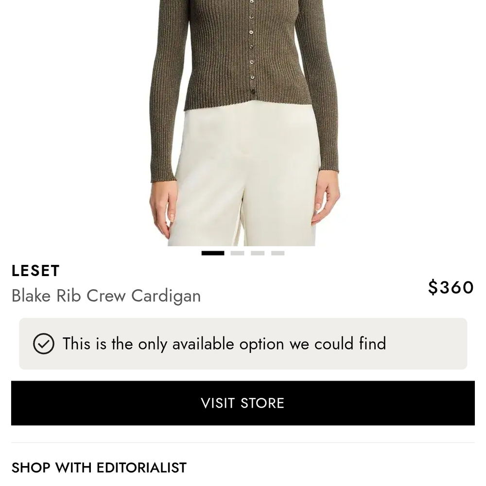 LESET Blake Ribbed Cardigan In Moss - Picture 2 of 3